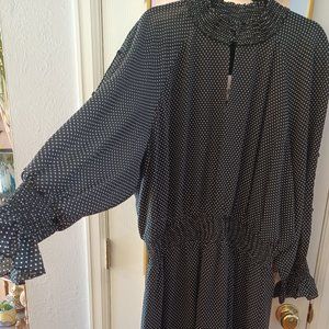 NWT Elegant Peek-a-boo Sleeve Polka Dot Midi Dress 3X